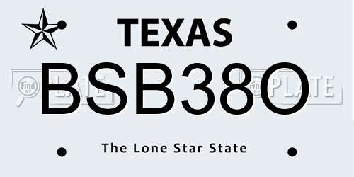 BSB38O Texas License Plate