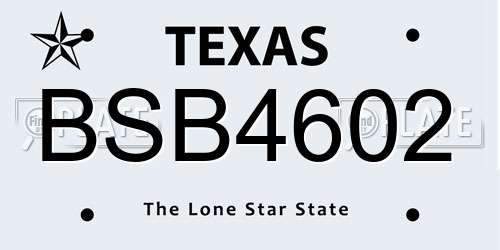 BSB4602 Texas License Plate
