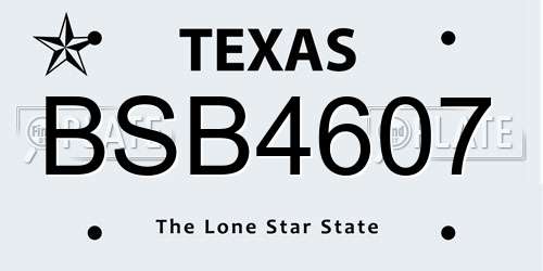 BSB4607 Texas License Plate