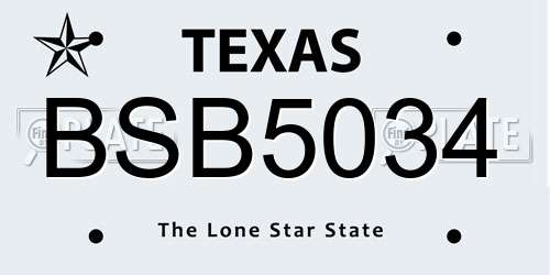 BSB5034 Texas License Plate