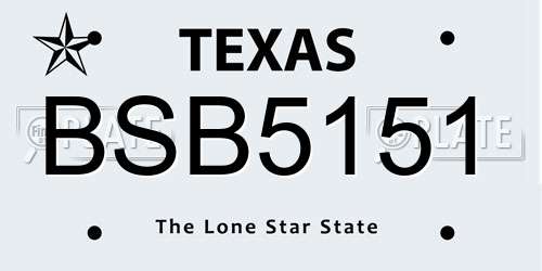 BSB5151 Texas License Plate