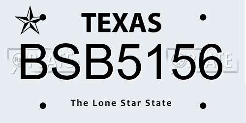 BSB5156 Texas License Plate