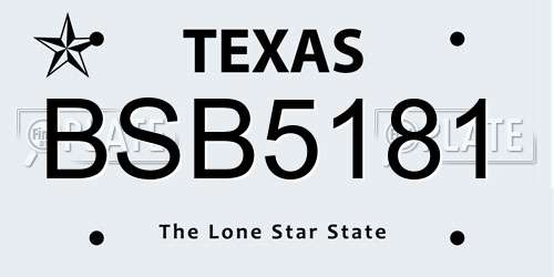 BSB5181 Texas License Plate