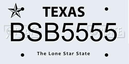 BSB5555 Texas License Plate