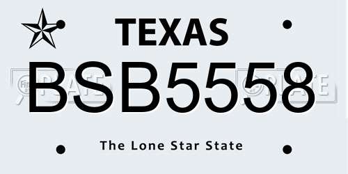 BSB5558 Texas License Plate