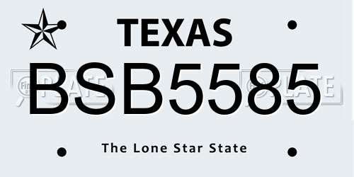 BSB5585 Texas License Plate