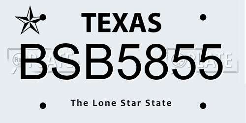 BSB5855 Texas License Plate