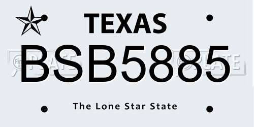 BSB5885 Texas License Plate