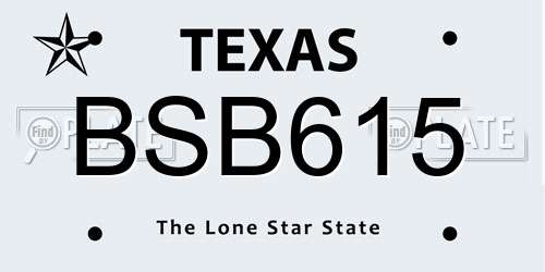 BSB615 Texas License Plate