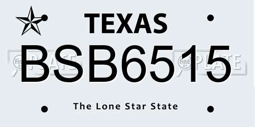 BSB6515 Texas License Plate