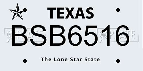 BSB6516 Texas License Plate