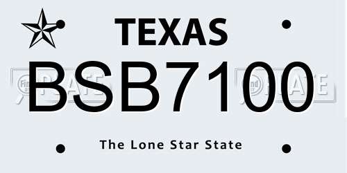 BSB7100 Texas License Plate