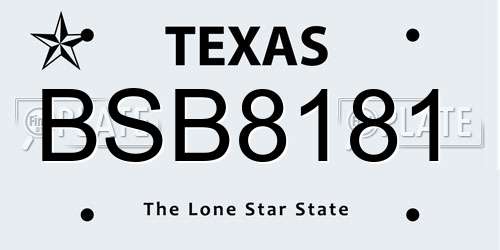 BSB8181 Texas License Plate