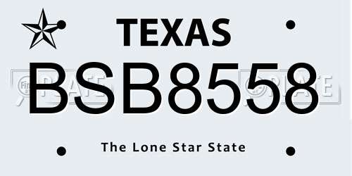 BSB8558 Texas License Plate
