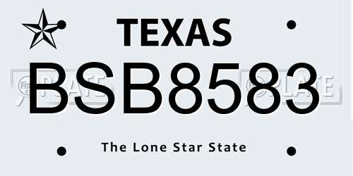 BSB8583 Texas License Plate