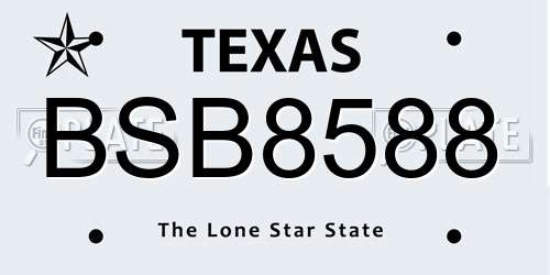 BSB8588 Texas License Plate