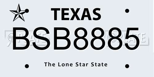 BSB8885 Texas License Plate
