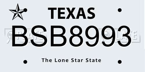 BSB8993 Texas License Plate
