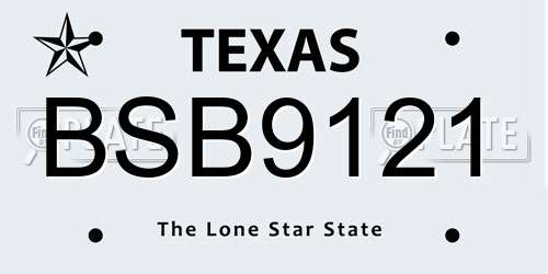 BSB9121 Texas License Plate