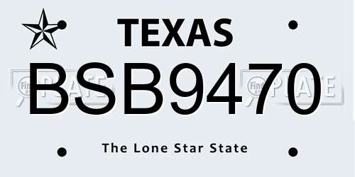 BSB9470 Texas License Plate