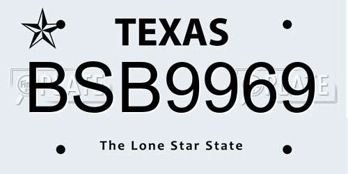 BSB9969 Texas License Plate