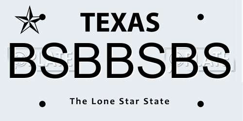 BSBBSBS Texas License Plate