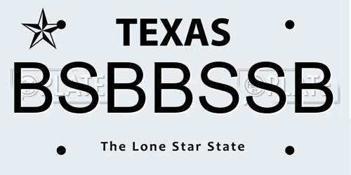 BSBBSSB Texas License Plate