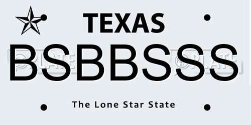 BSBBSSS Texas License Plate