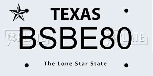 BSBE80 Texas License Plate