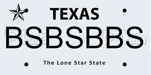 BSBSBBS Texas License Plate