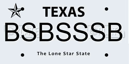 BSBSSSB Texas License Plate