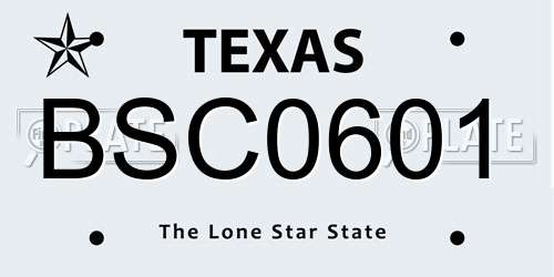 BSC0601 Texas License Plate