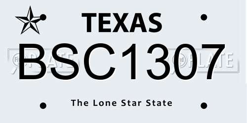 BSC1307 Texas License Plate