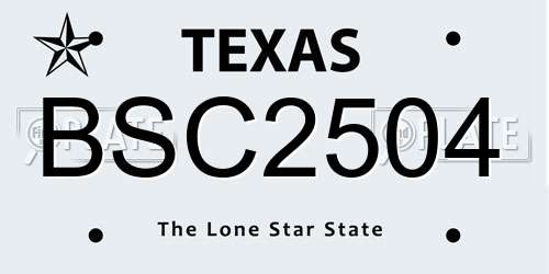 BSC2504 Texas License Plate
