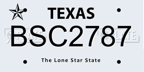 BSC2787 Texas License Plate