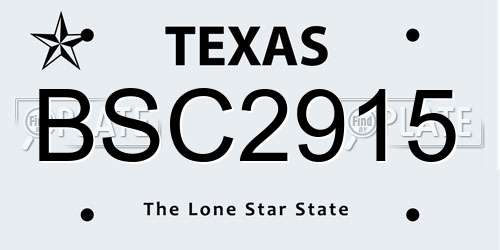 BSC2915 Texas License Plate