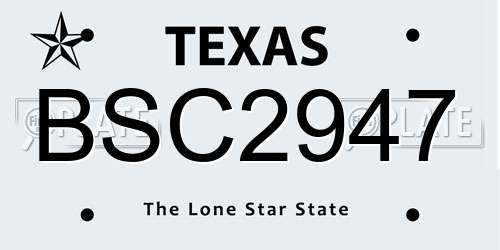 BSC2947 Texas License Plate