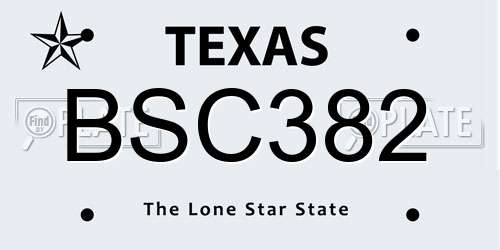 BSC382 Texas License Plate