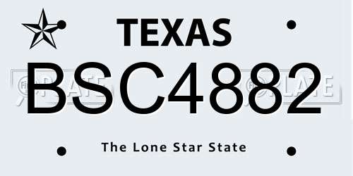 BSC4882 Texas License Plate