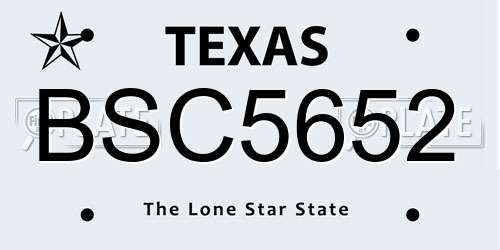 BSC5652 Texas License Plate