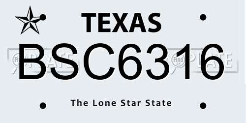 BSC6316 Texas License Plate