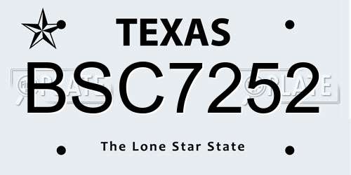 BSC7252 Texas License Plate