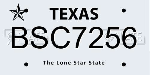 BSC7256 Texas License Plate