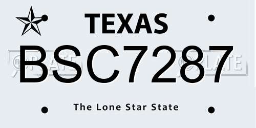 BSC7287 Texas License Plate