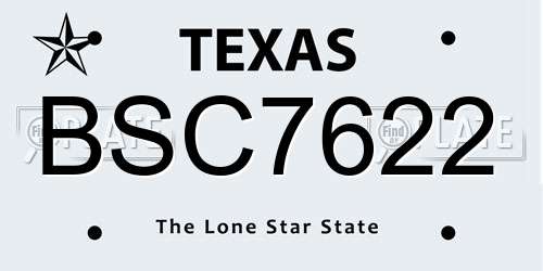 BSC7622 Texas License Plate