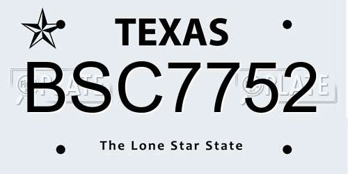 BSC7752 Texas License Plate