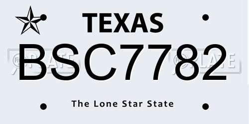 BSC7782 Texas License Plate