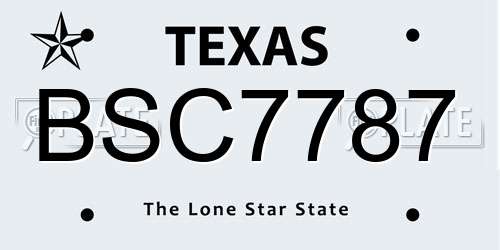 BSC7787 Texas License Plate