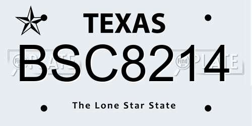 BSC8214 Texas License Plate