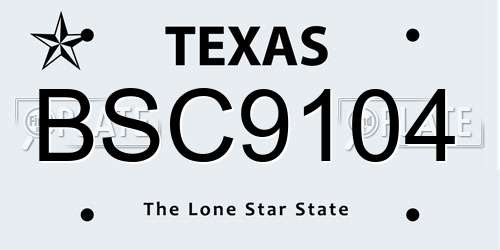 BSC9104 Texas License Plate